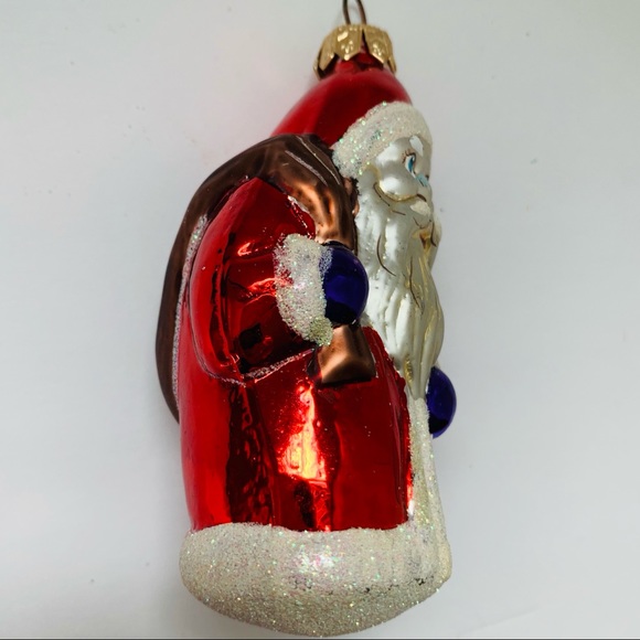 Vintage Glass Ornament Santa with Toy Bag - Picture 2 of 7